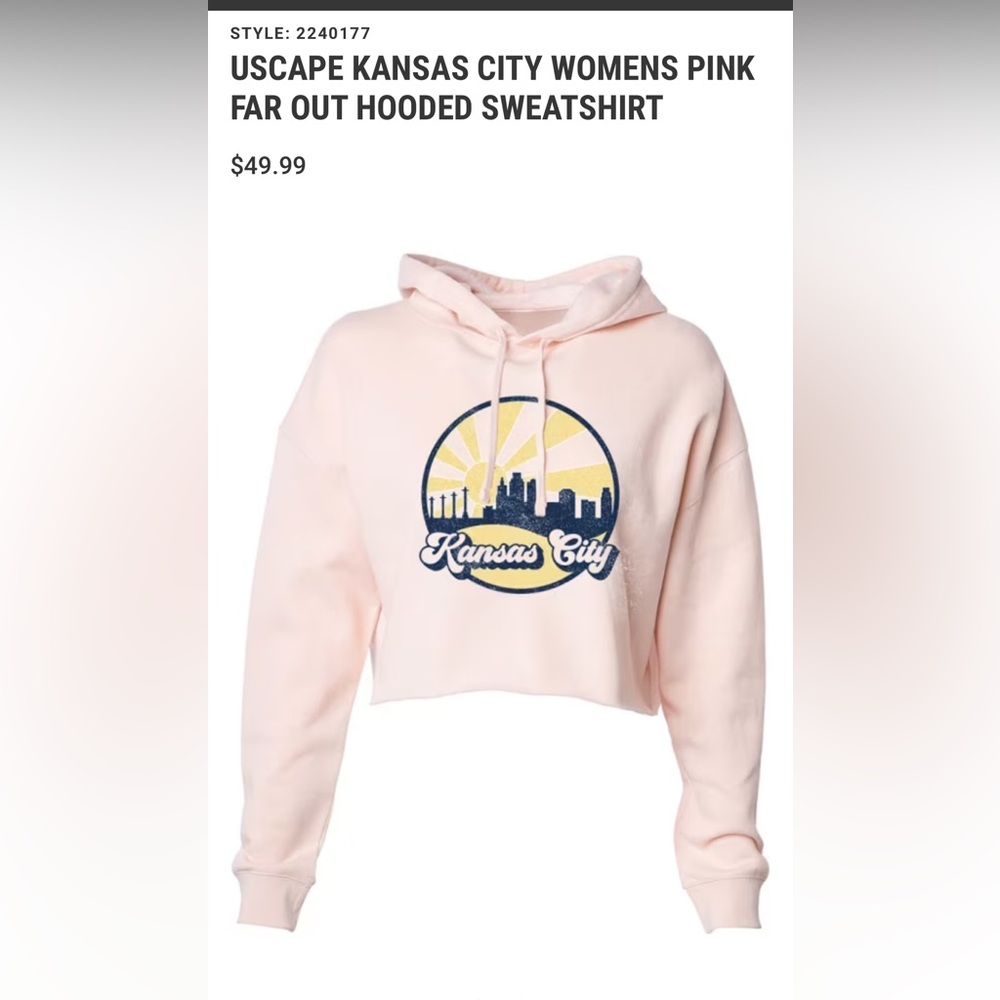 Kansas City Cropped Retro Graphic Hoodie